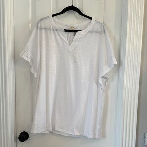Casual White V-Neck Women's Tee